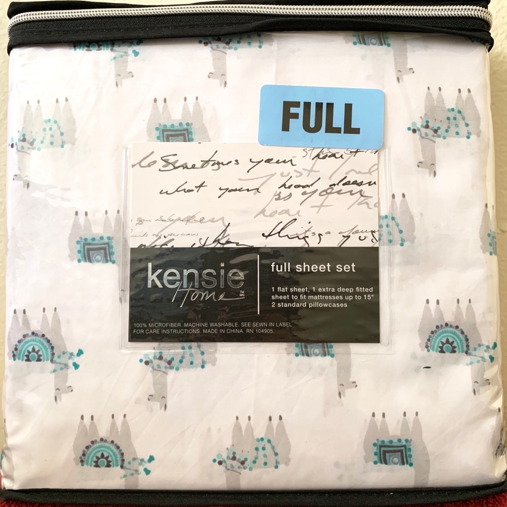 Brand New Kensie Home Alpaca Llama FULL Sheet Set